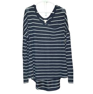 Navy striped pocket sweater